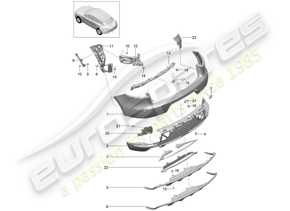 porsche 2016 (macan) bumper rear part diagram