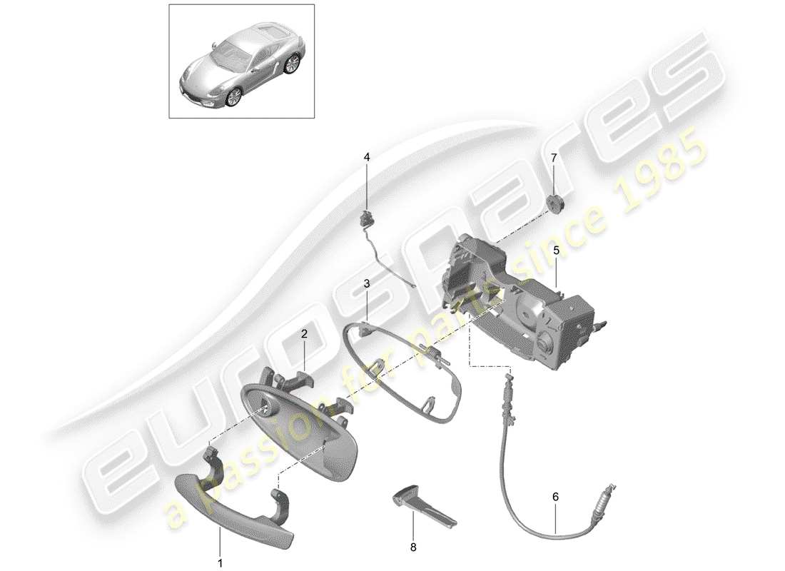porsche 2015 (981 cayman) door handles part diagram
