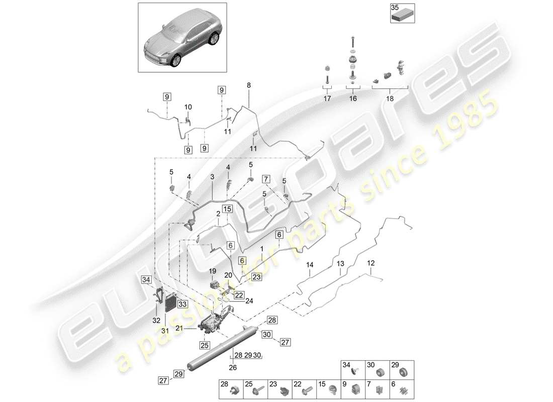 porsche 2019 (macan) adaptive suspension air supply part diagram
