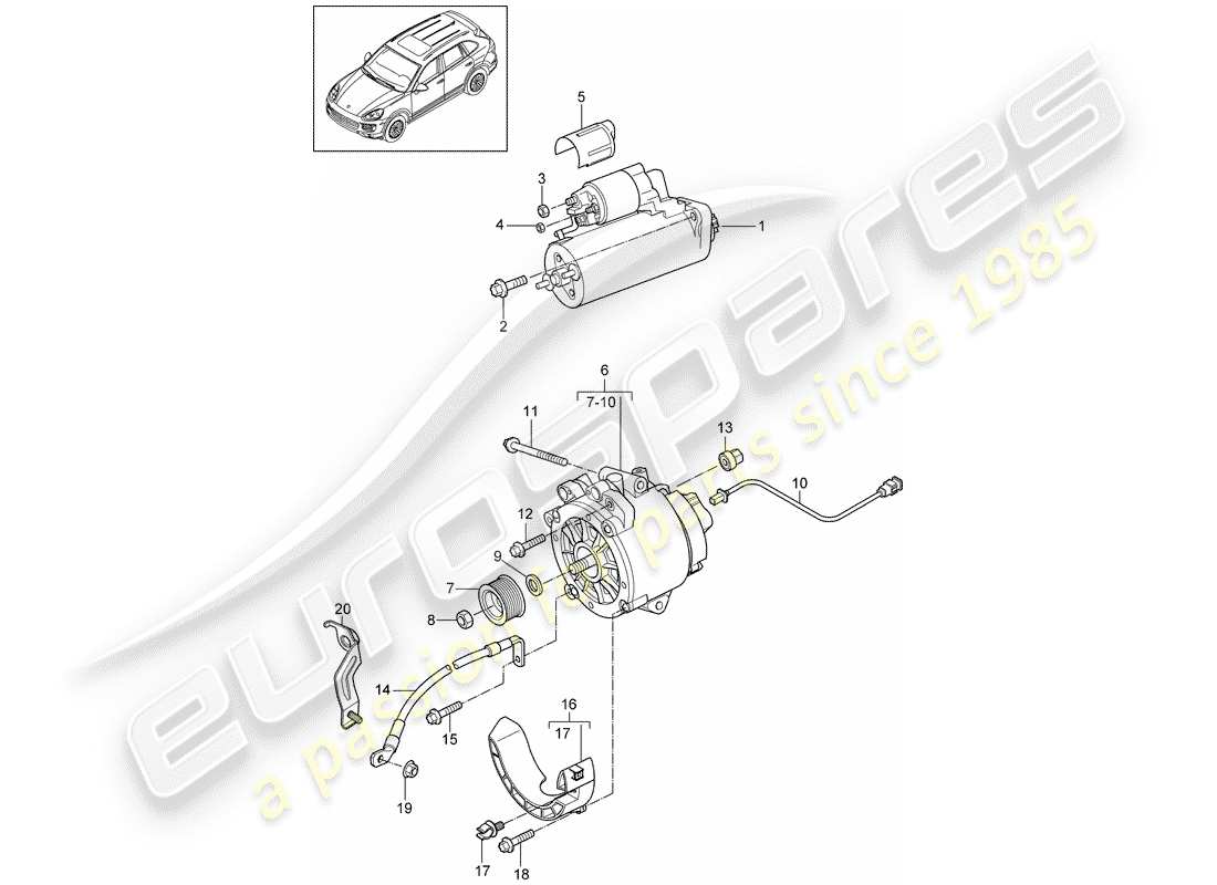 porsche 2013 (cayenne e2 92a) starter alternator earth line d - mj 2015>> part diagram