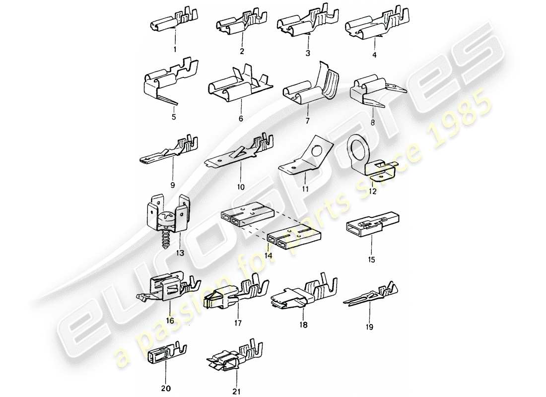 porsche 1989 (964) male blade terminal - push-on connector parts diagram
