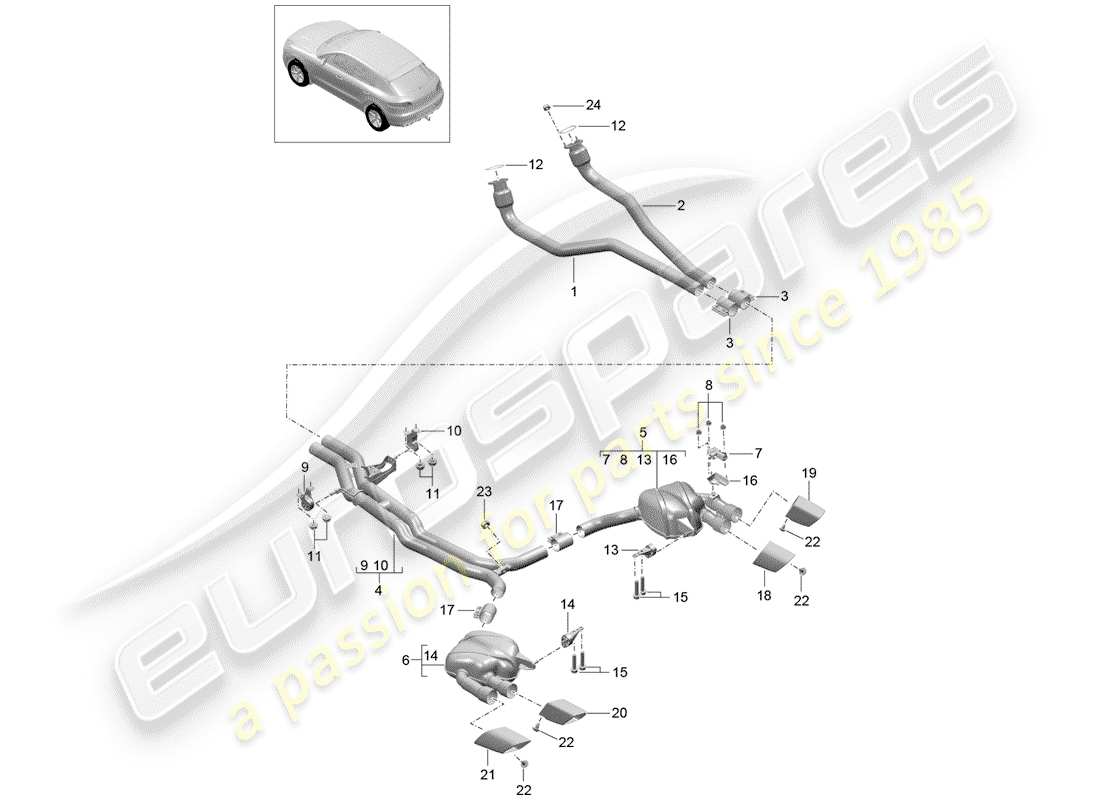 porsche macan (2015) exhaust system parts diagram