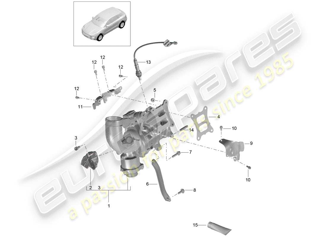porsche 2016 (macan) exhaust gas turbocharger part diagram