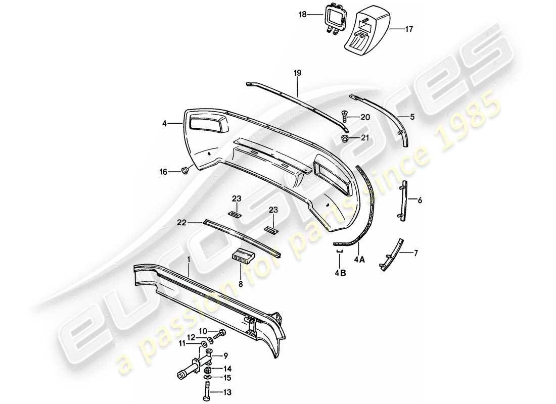 porsche 1980 (928) bumper parts diagram