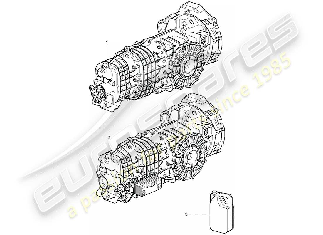porsche 2003 (996 turbo / gt2) replacement transmission - - ready for installation part diagram