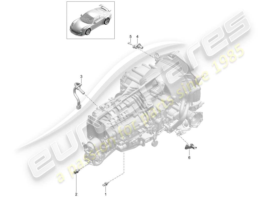 porsche 991r/gt3/rs (2020) manual gearbox parts diagram