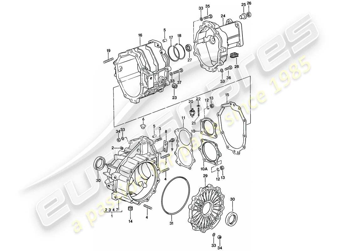 porsche 1976 (924) replacement transmission - transmission case - 5-speed parts diagram