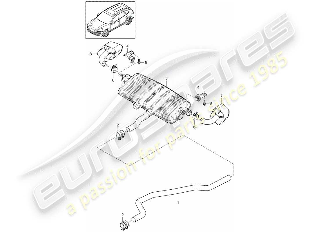 porsche cayenne e2 (2017) exhaust system parts diagram