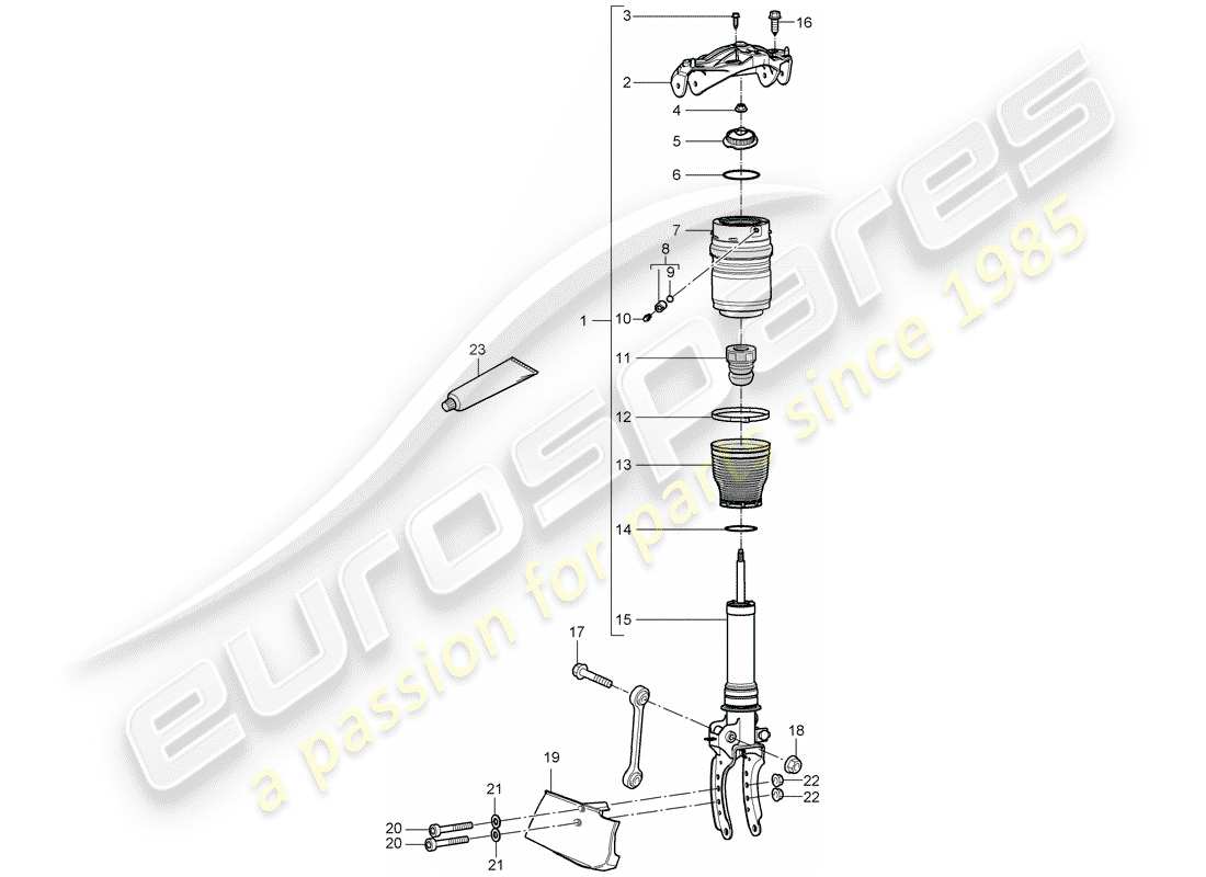 porsche 2008 (cayenne e1 9pa) suspension suspension strut complete part diagram