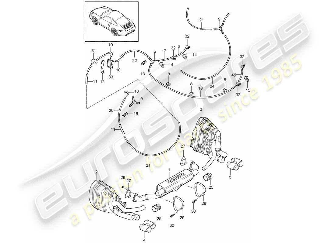 porsche 2011 (997-2) exhaust system parts diagram