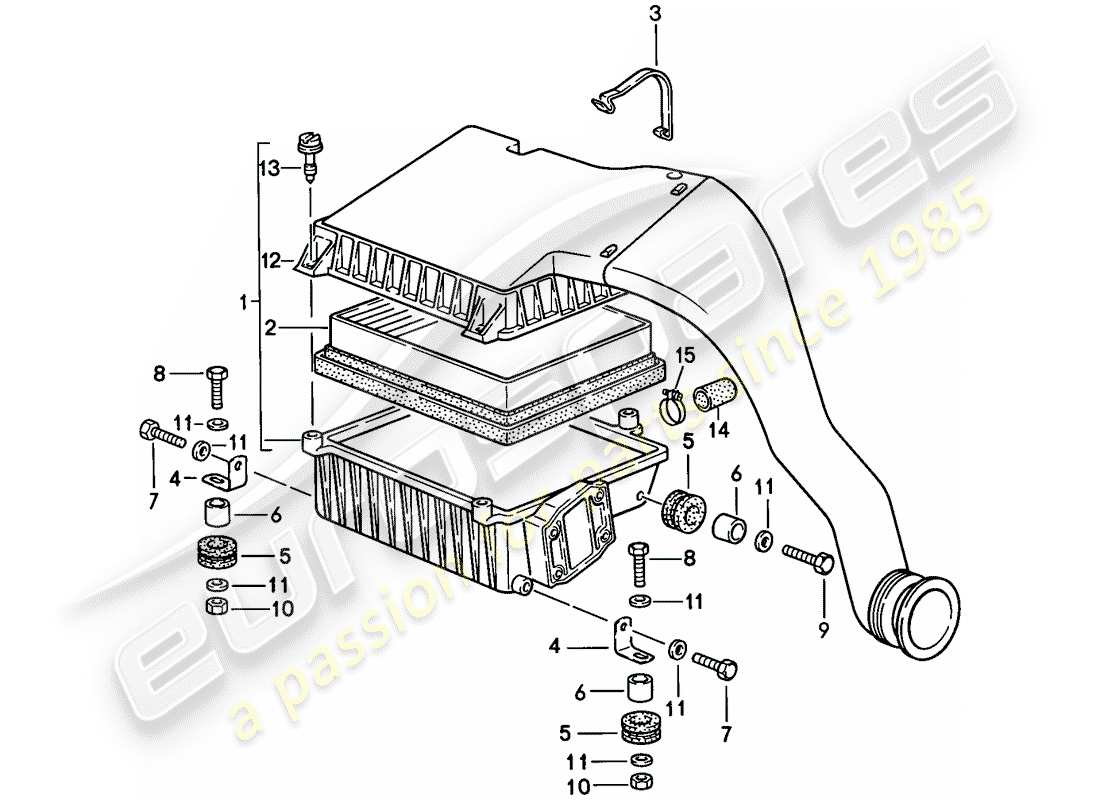 porsche 1987 (944) air cleaner system parts diagram