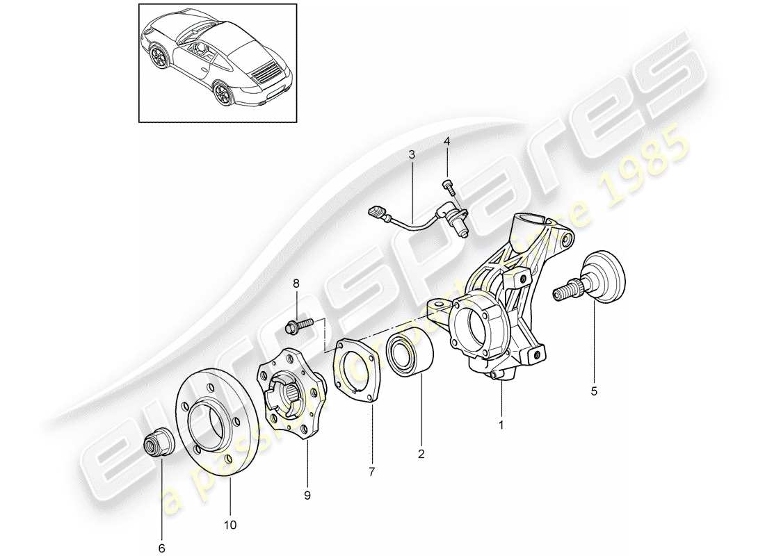 porsche 2011 (997-2) wheel carrier parts diagram
