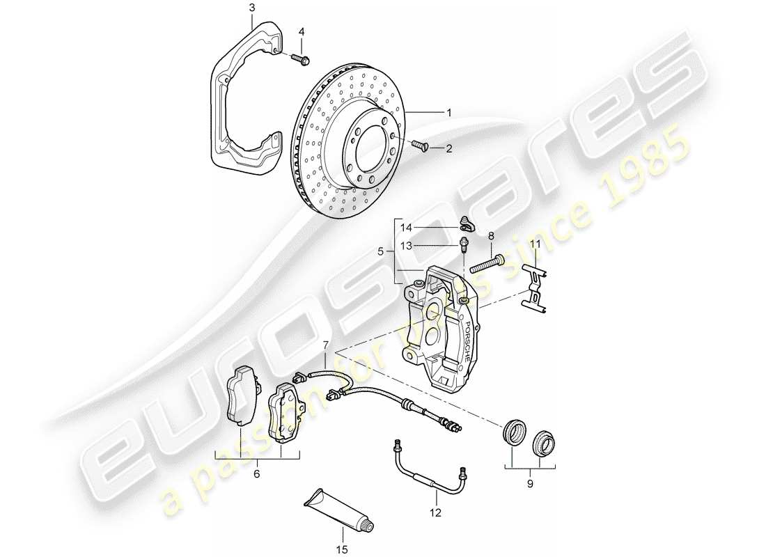 porsche 2009 997-2 turbo / gt2 disc brakes parts diagram