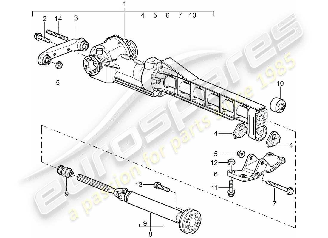 porsche 2009 997-2 turbo / gt2 front axle differential parts diagram