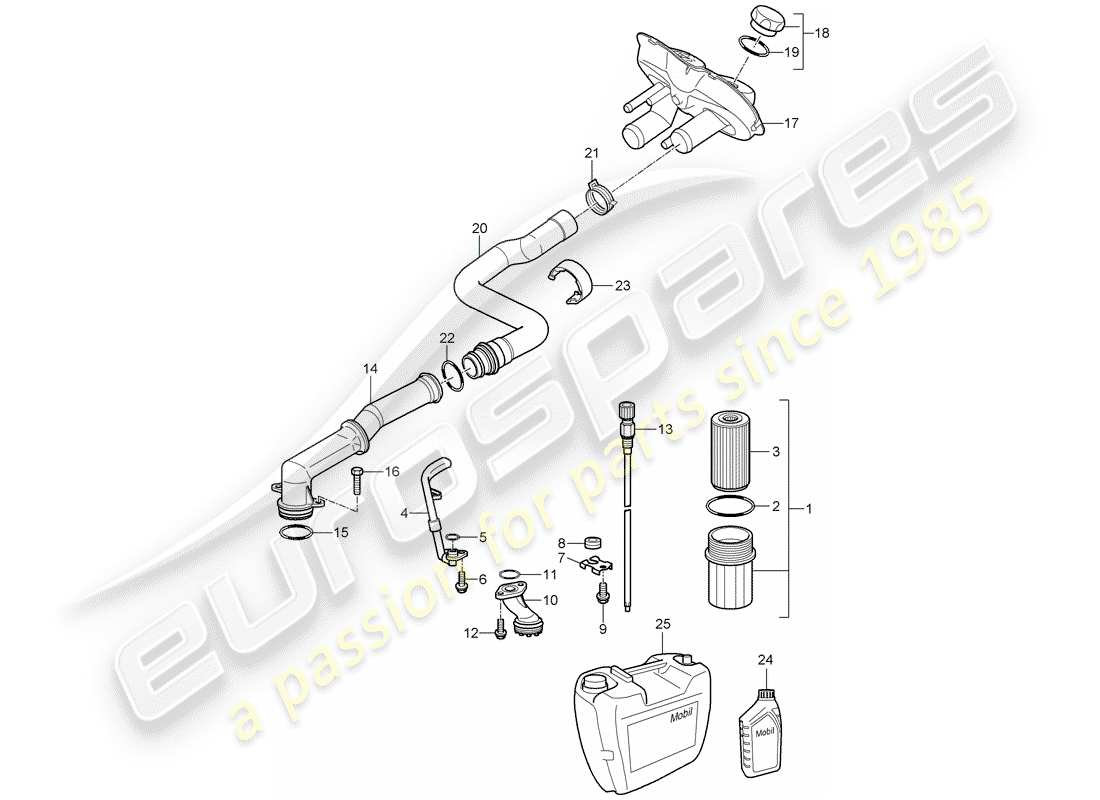 porsche 2007 (987 boxster) engine (oil press./lubrica.) parts diagram