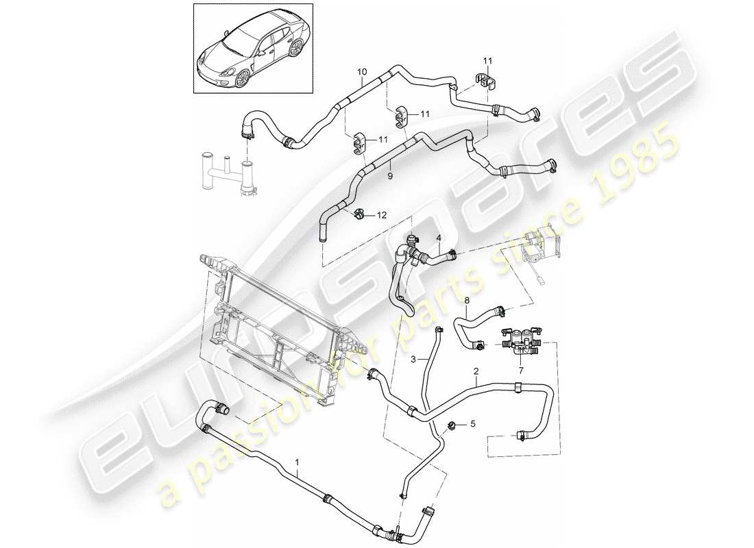 porsche 2011 (panamera 970) coolant cooling system front battery hybrid d - mj 2014>> part diagram