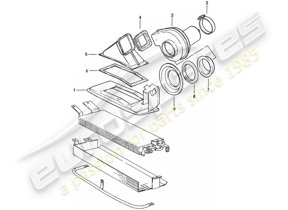 porsche 1985 (911) fan part diagram