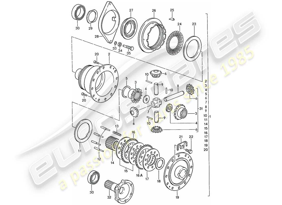 porsche 1988 (928) automatic transmission - porsche - limited slip differential - d - mj 1990>> parts diagram