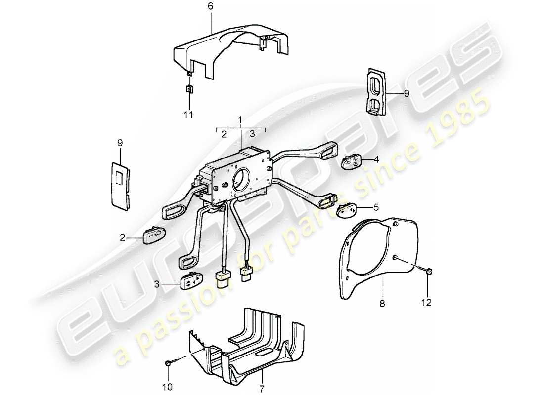 porsche 2001 (996 gt3) steering column switch part diagram