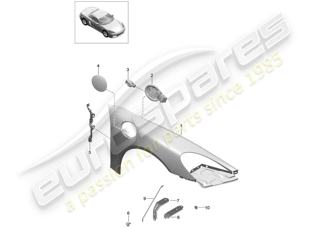 porsche 2018 (718 boxster) wing parts diagram