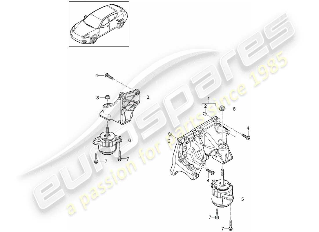 porsche 2014 (panamera 970) engine lifting tackle console for engine mounting engine mounting part diagram
