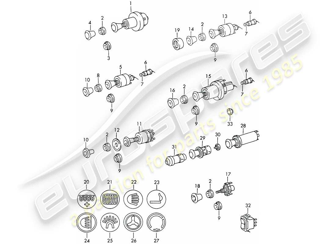 porsche 1967 (911/912) switch - dashboard trim parts diagram