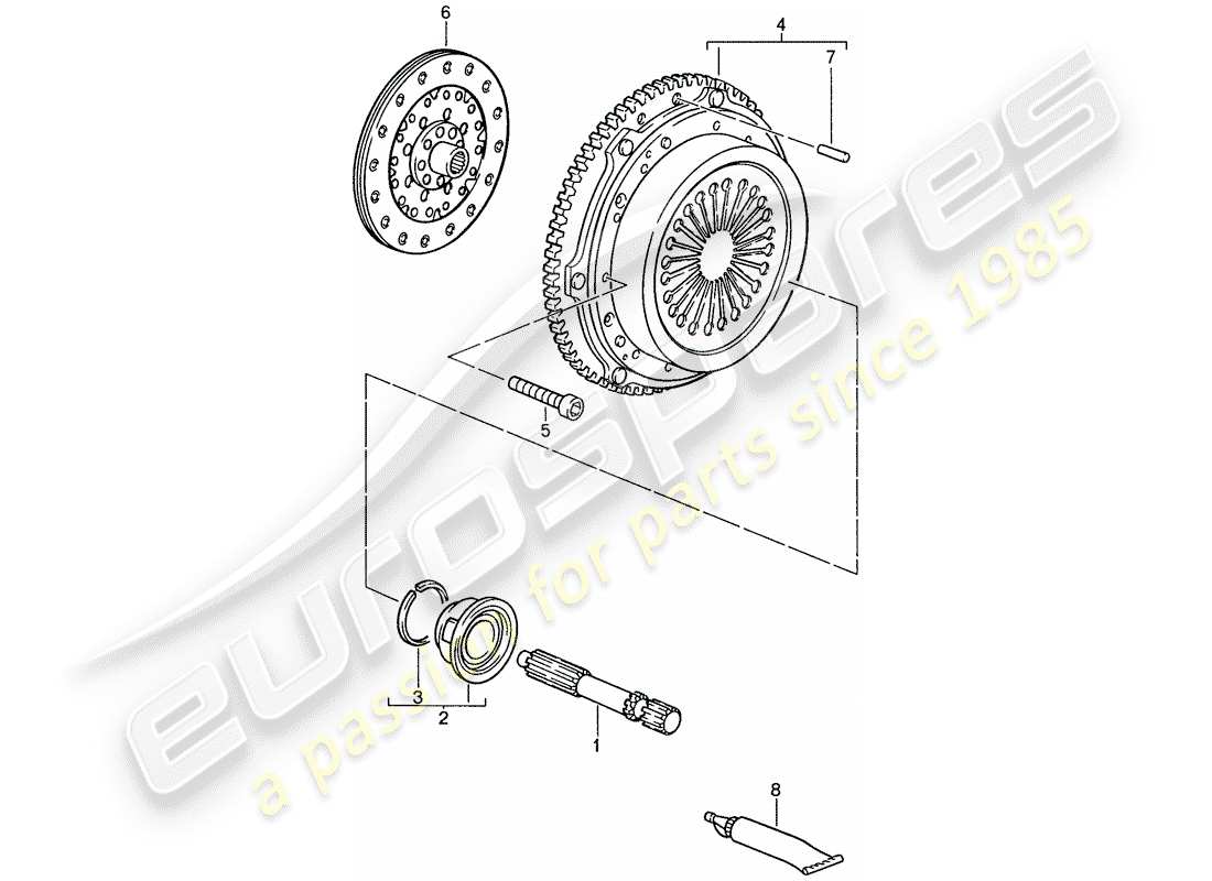 porsche 1988 (928) manual gearbox - clutch parts diagram