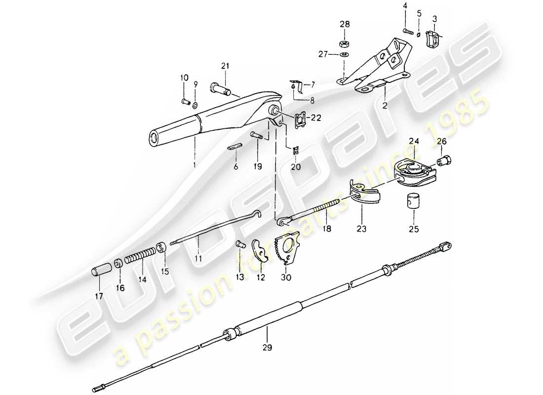 porsche 1992 (964) handbrake - actuator parts diagram