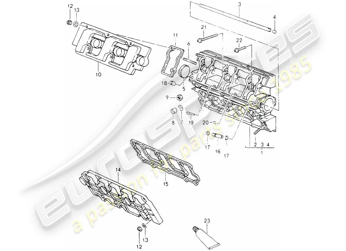 porsche 1994 (964) camshaft housing parts diagram