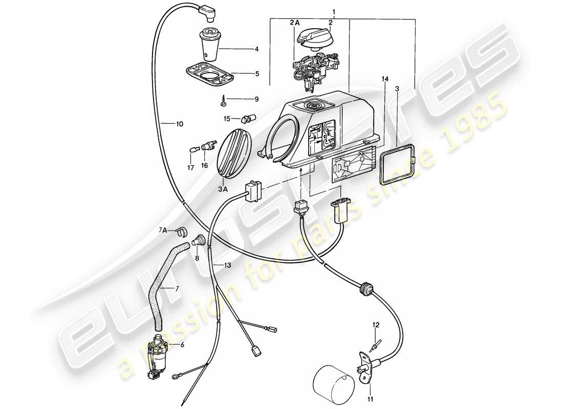 porsche 1984 (911) heating system 1 part diagram