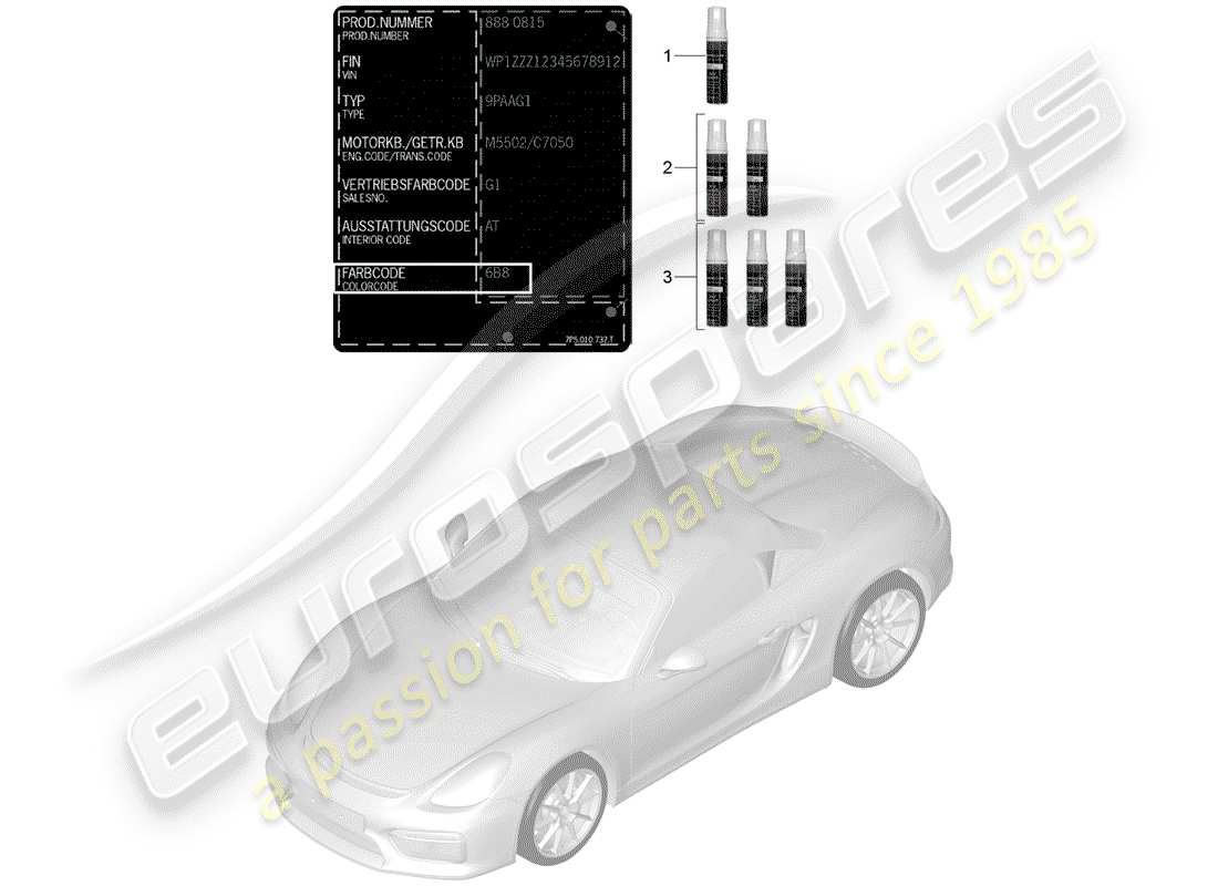 porsche 2016 (981 boxster spyder) paint touch-up applicator paints parts diagram