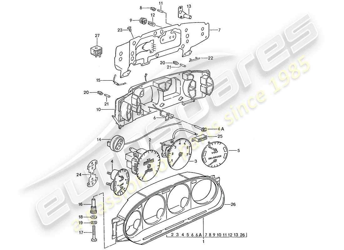porsche 1988 (928) instrument cluster - d >> - mj 1988 parts diagram