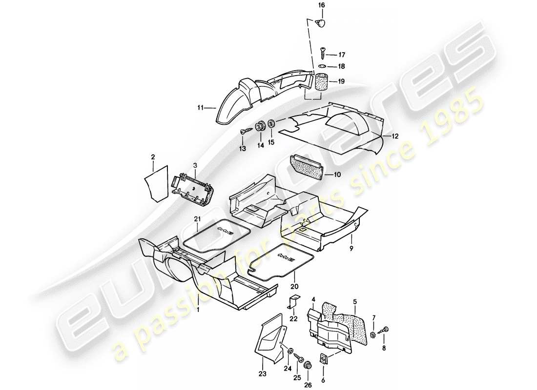 porsche 1983 (944) trims parts diagram