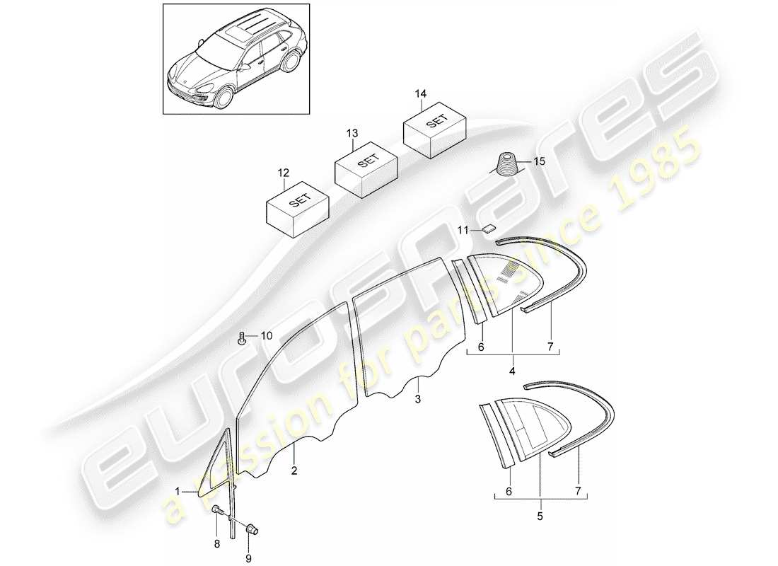 porsche 2015 (cayenne e2 92a) window glasses side d - mj 2017>> part diagram