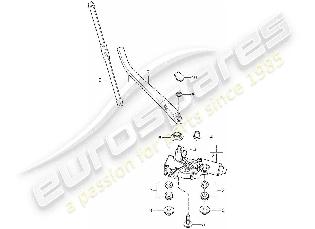 porsche 2006 (987 cayman) rear window wiper part diagram