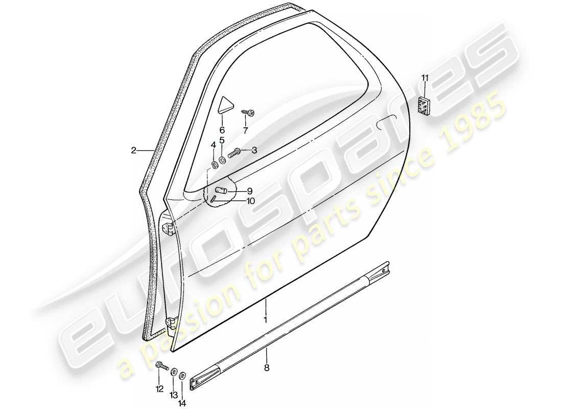 porsche 1985 (928) door shell parts diagram