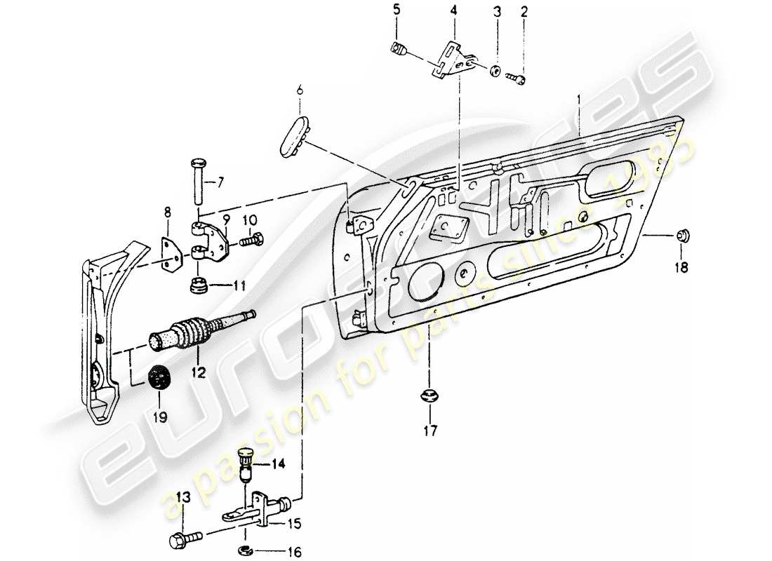 porsche 1993 (964) door shell parts diagram