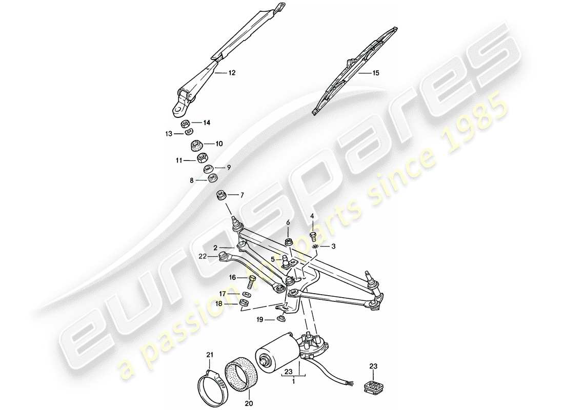 porsche 1985 (928) windscreen wiper system parts diagram