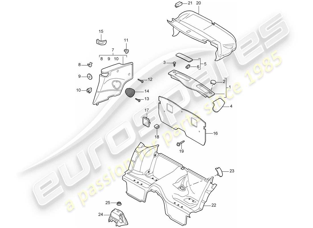porsche 2009 997-2 turbo / gt2 trims parts diagram