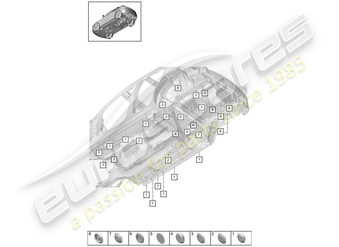 porsche 2019 (macan) bungs lower outer underbody part diagram