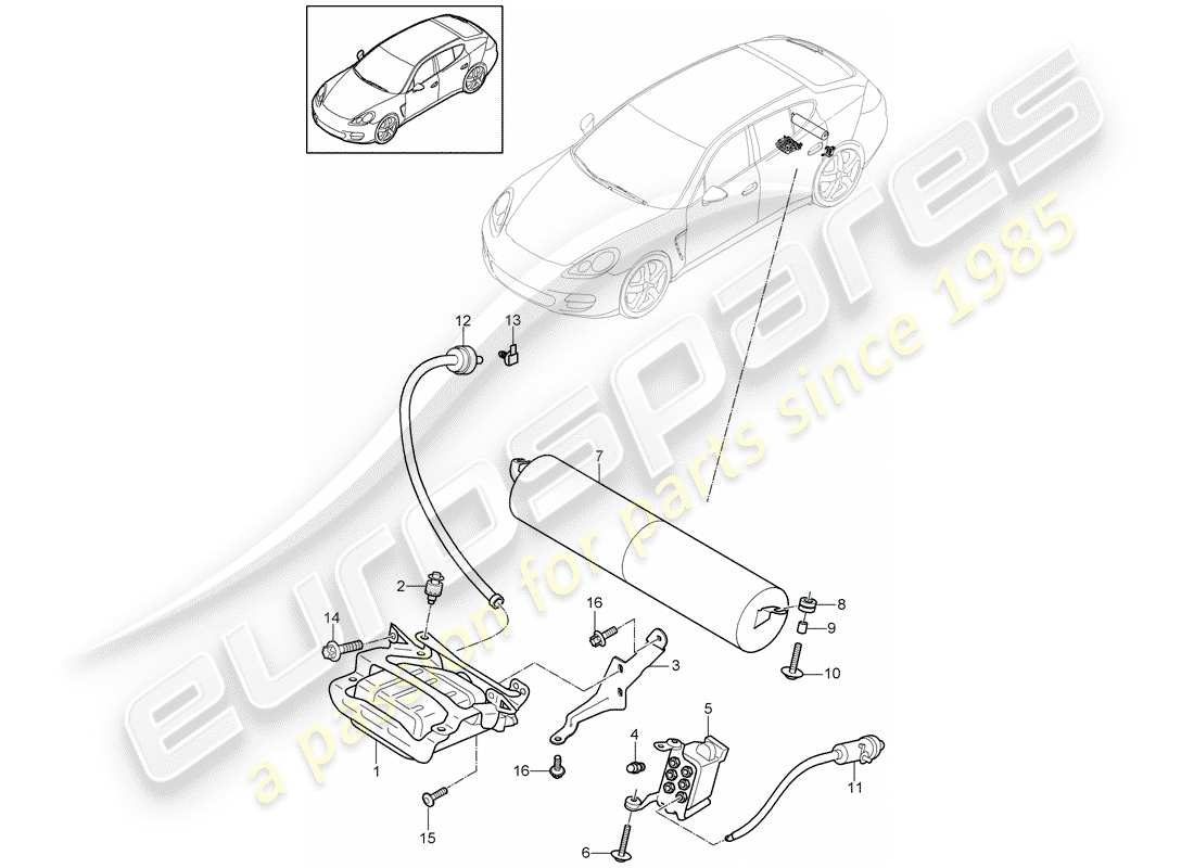 porsche 2015 (panamera 970) adaptive suspension compressor pressure accumulator accelerator sensor part diagram