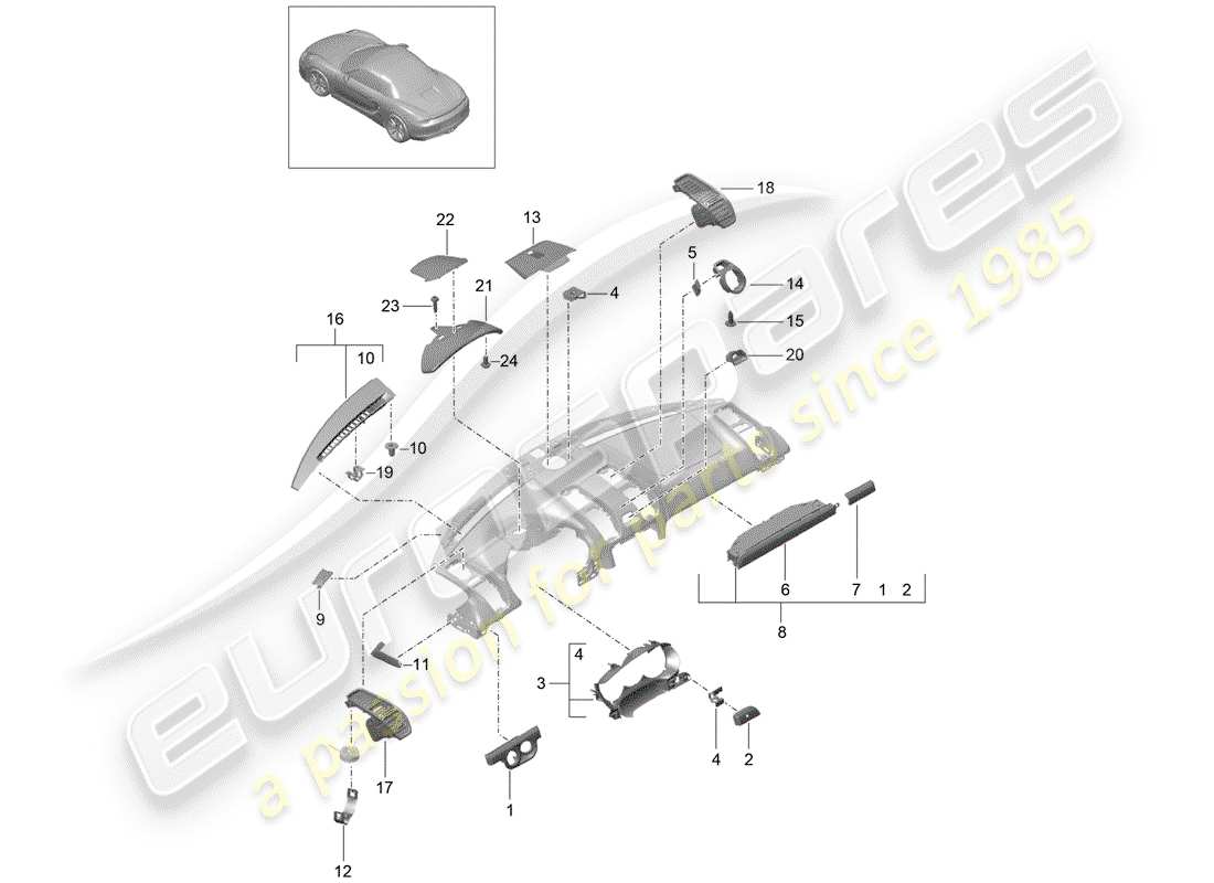 porsche boxster 981 (2012) accessories parts diagram
