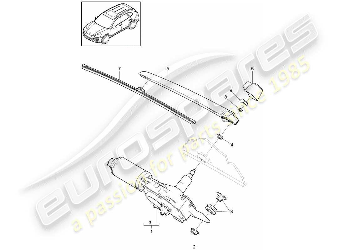 porsche 2016 (cayenne e2 92a) rear window wiper part diagram