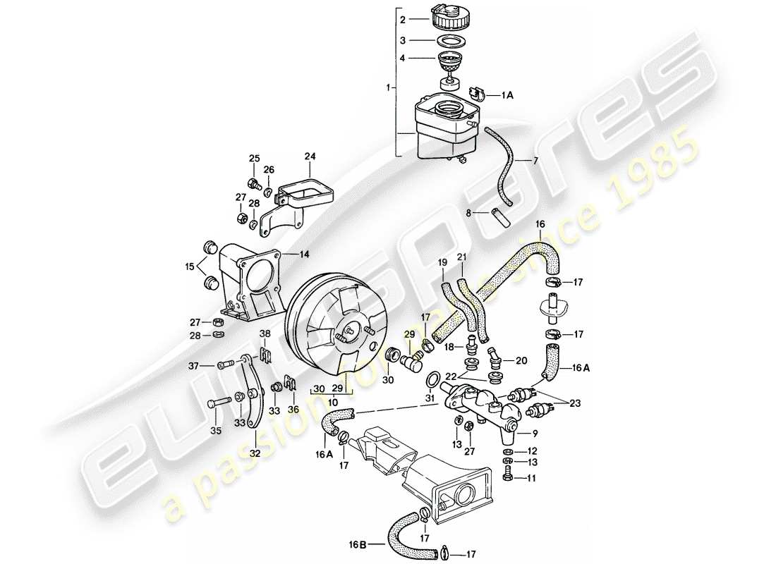 porsche 1986 (911) reservoir for - brake fluid - brake master cylinder part diagram