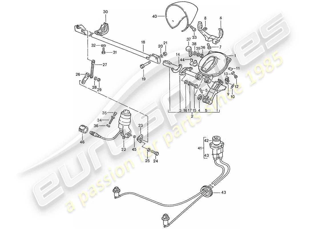 porsche 1988 (928) pop-up headlight parts diagram