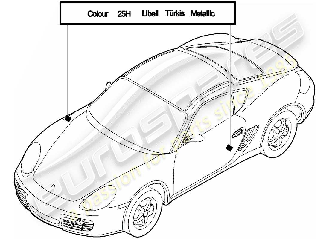 porsche 2010 (987 cayman) paint touch-up applicator paints part diagram