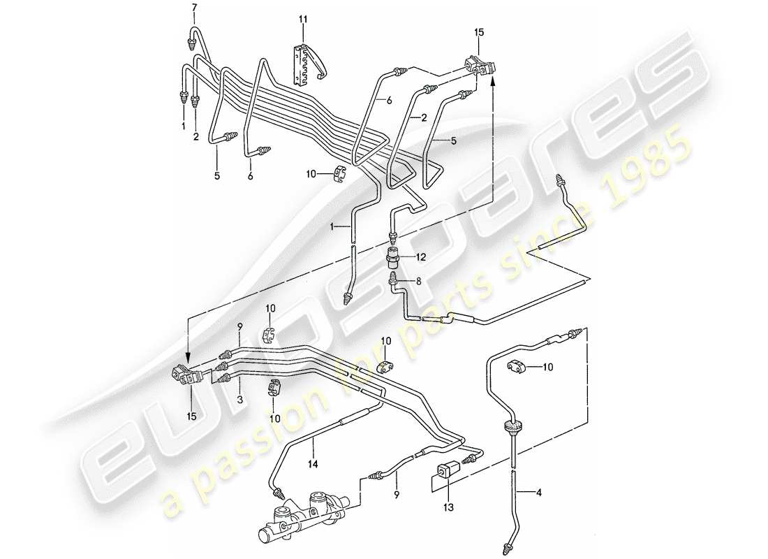 porsche 1990 (944) brake lines - anti-locking brake syst. -abs- part diagram
