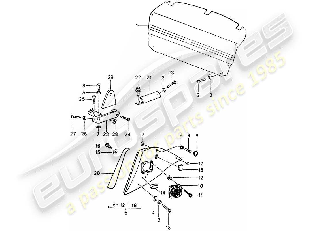 porsche 1989 (964) interior equipment parts diagram