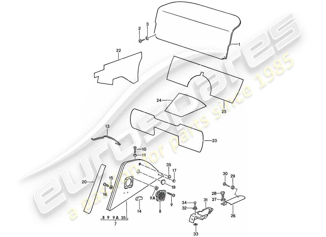 porsche 1985 (911) interior equipment part diagram