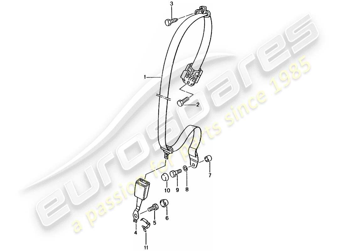 porsche 2001 (996) three-point seat belt part diagram